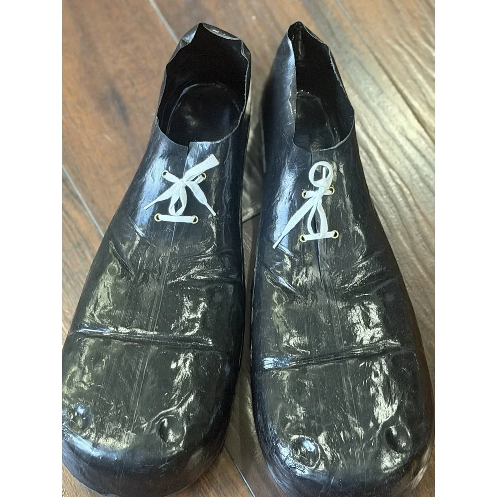 Vintage Clown Giant Oversized Shoes Adult Black Plastic Pierre Style Unmarked